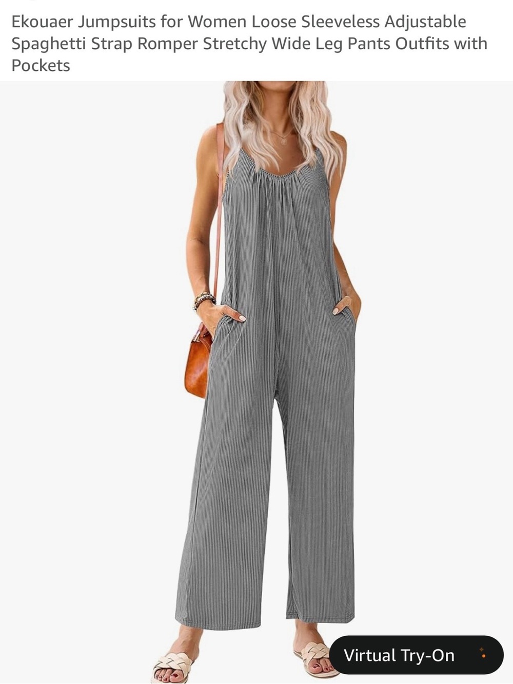 Sleeveless Long Slip jumpsuit in Charcoal Gray
